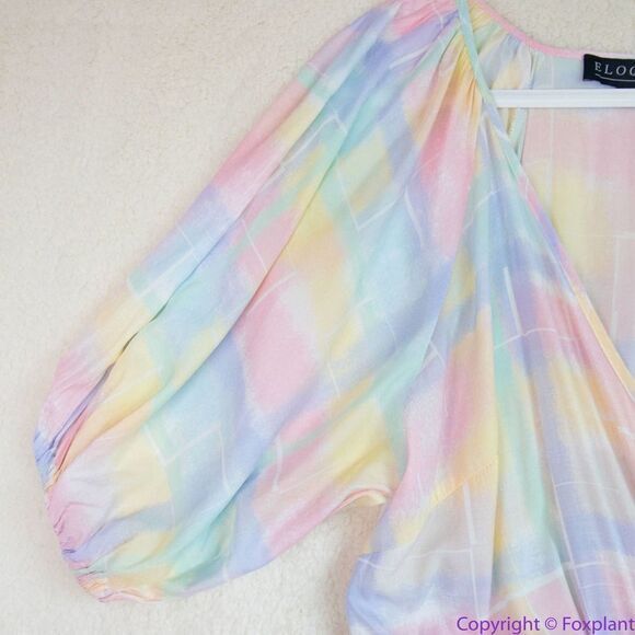 Eloquii Full Sleeve Wrap Dress‎ rainbow color tie-dye, 28 - Picture 14 of 16